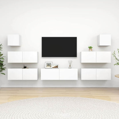 Set Mobili Porta TV 7 pz Bianco in Legno Multistrato