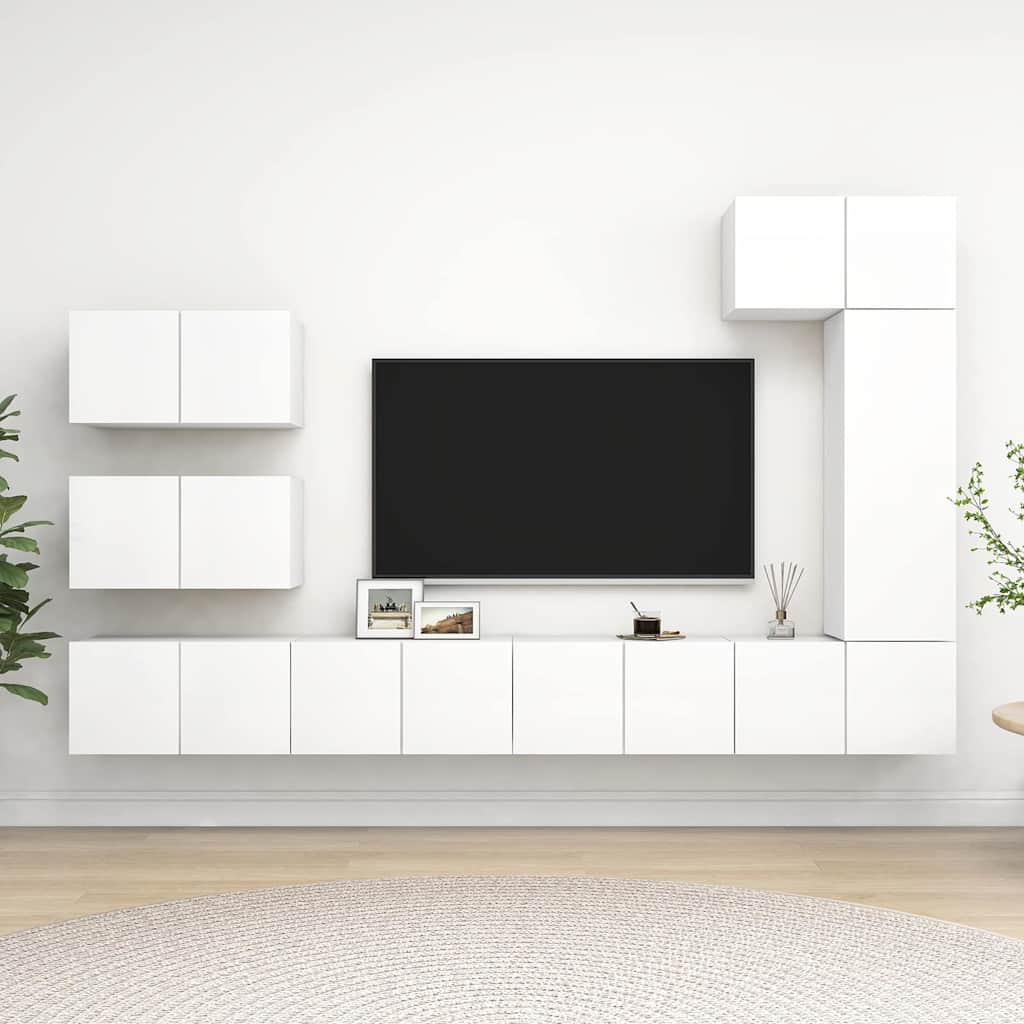 Set Mobili Porta TV 8 pz in legno multistrato