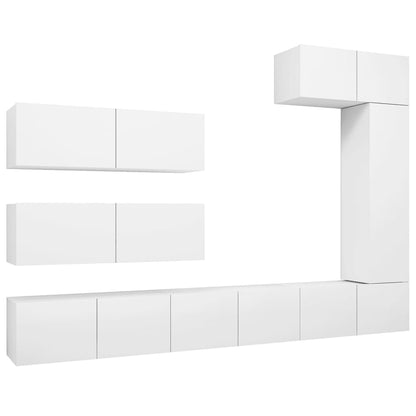 Set di Mobili Porta TV 7 pz Bianco in Legno Multistrato