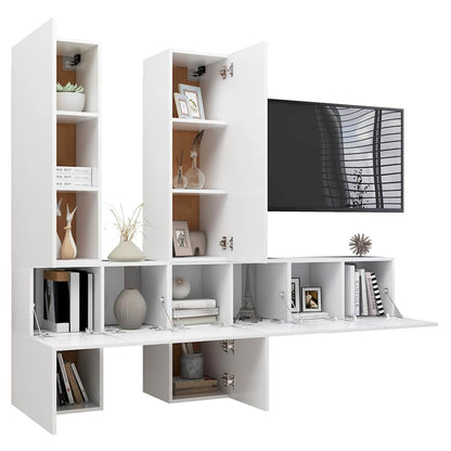 Set Mobili Porta TV 7 pz Bianco in Legno Multistrato | homemem39