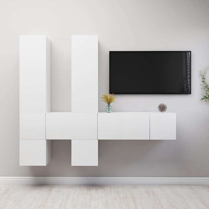 Set Mobili Porta TV 7 pz Bianco in Legno Multistrato | homemem39