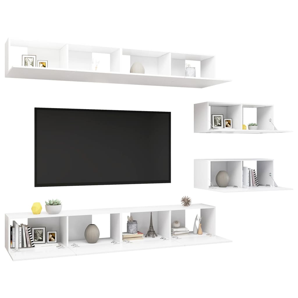 Set Mobili Porta TV 6 pz Bianco in Legno Multistrato - homemem39