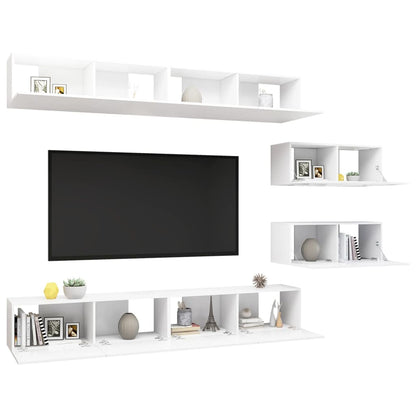Set Mobili Porta TV 6 pz Bianco in Legno Multistrato - homemem39