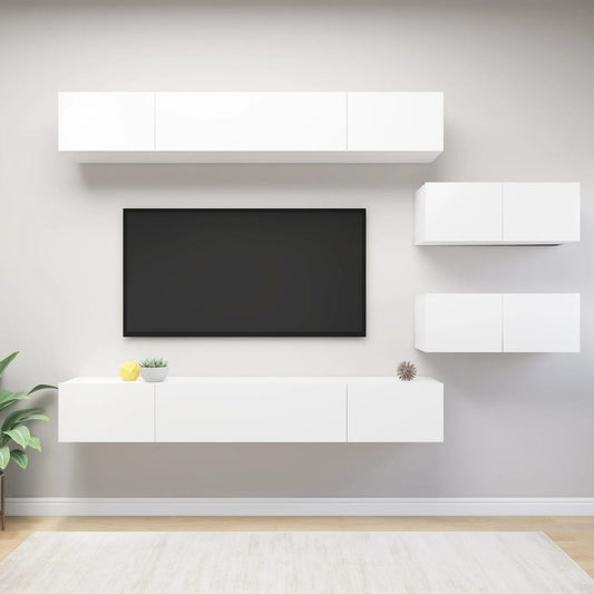 Set Mobili Porta TV 6 pz Bianco in Legno Multistrato - homemem39