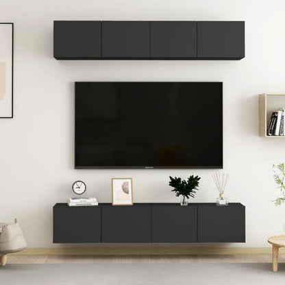 Mobili Porta TV 4 pz Neri 80x30x30 cm in Legno Multistrato - homemem39