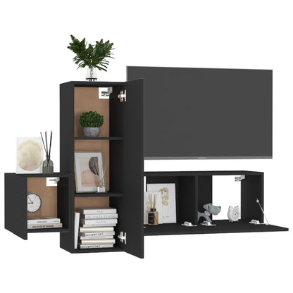 Set di Mobili Porta TV 3 pz Nero in Legno Multistrato - homemem39