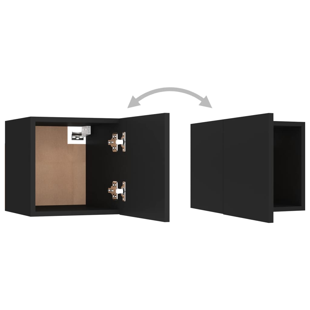 3-piece Black TV Stand Furniture Set in Multilayer Wood