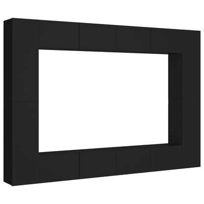 Set di Mobili Porta TV 8 pz Nero in Legno Multistrato