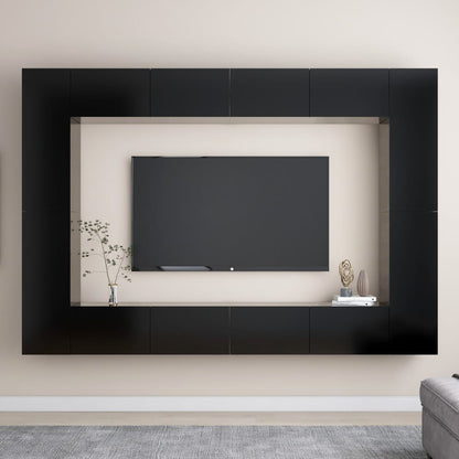 Set di Mobili Porta TV 8 pz Nero in Legno Multistrato