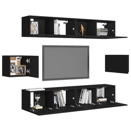 Set di Mobili Porta TV 6 pz Nero in Legno Multistrato - homemem39