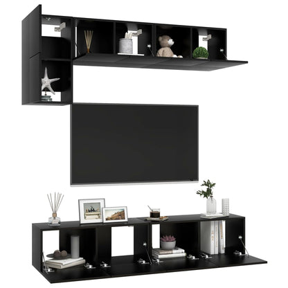 Set di Mobili Porta TV 5 pz Nero in Legno Multistrato