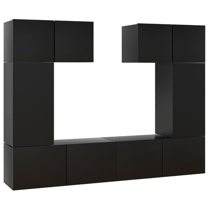 Set di Mobili Porta TV 6 pz Nero in Legno Multistrato