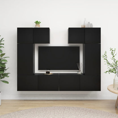 Set di Mobili Porta TV 6 pz Nero in Legno Multistrato