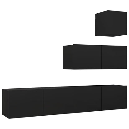 Set di Mobili Porta TV 4 pz Nero in Legno Multistrato - homemem39
