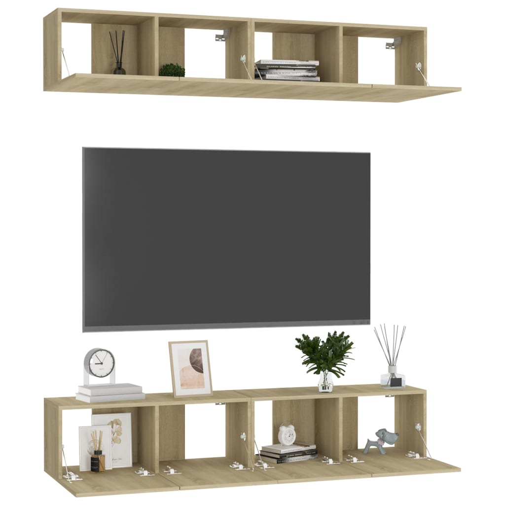 Mobili TV 4 pz Rovere Sonoma 80x30x30 cm in Legno Multistrato - homemem39