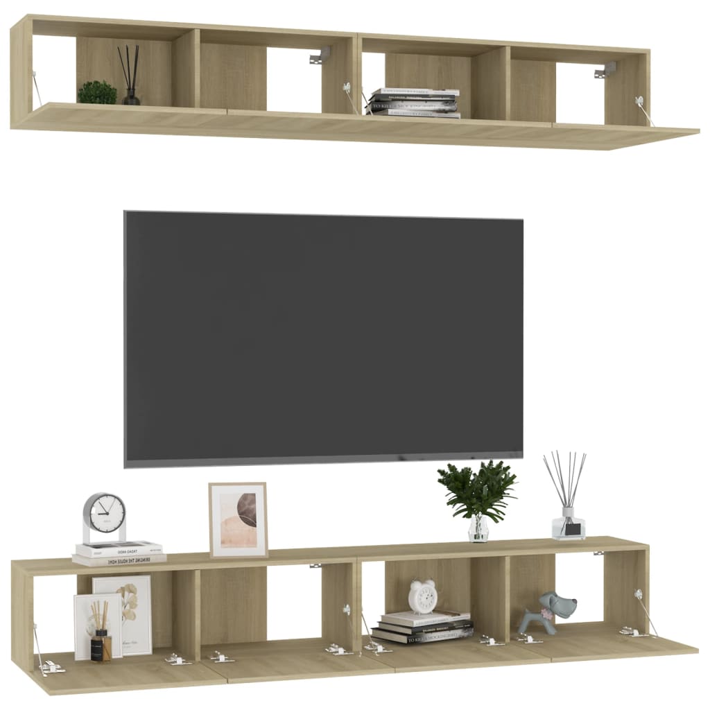 Mobili Porta TV 4pz Rovere Sonoma 100x30x30cm Legno Multistrato - homemem39