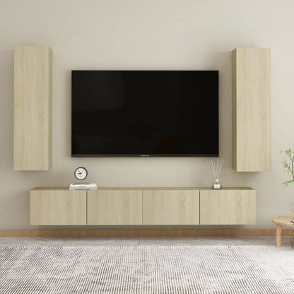 Set di Mobili Porta TV 4 pz Rovere Sonoma in Legno Multistrato