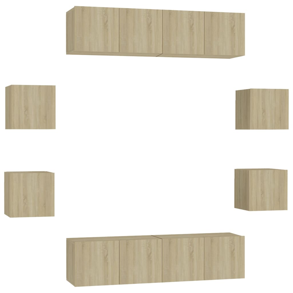 Set di Mobili Porta TV 8 pz Rovere Sonoma in Legno Multistrato