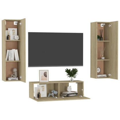 Sonoma Oak 3-piece TV Stand Furniture Set in Plywood