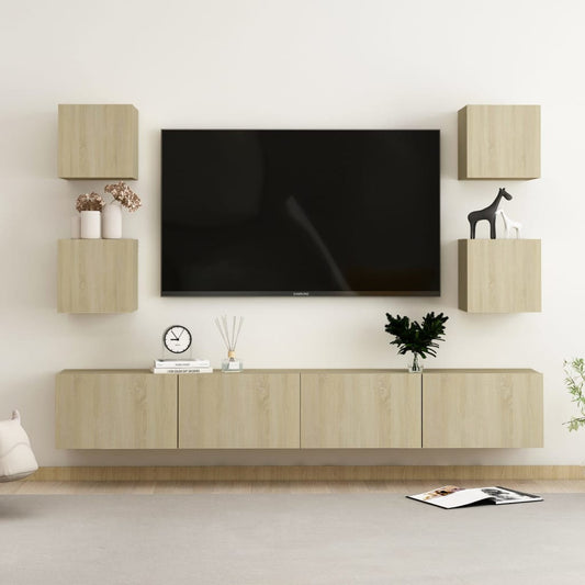 6-piece Sonoma Oak TV Cabinet Set in Plywood