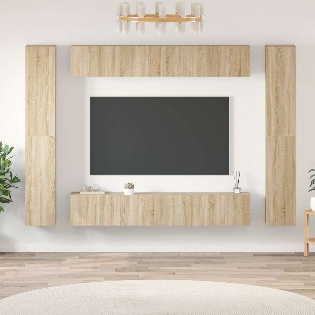 Set Mobili Porta TV 10 pz in legno multistrato