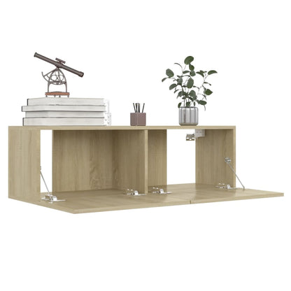 Sonoma Oak 4-piece TV Stand Furniture Set in Plywood