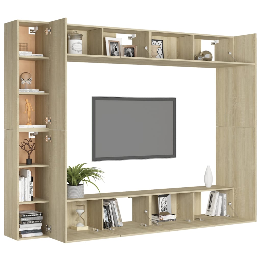 Set di Mobili Porta TV 8 pz Rovere Sonoma in Legno Multistrato