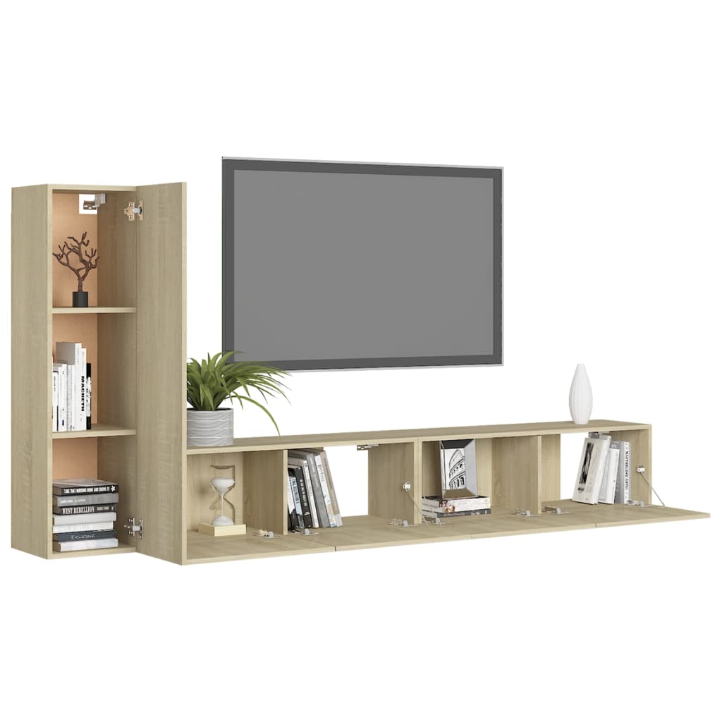 Set di Mobili Porta TV 3 pz Rovere Sonoma in Legno Multistrato - homemem39