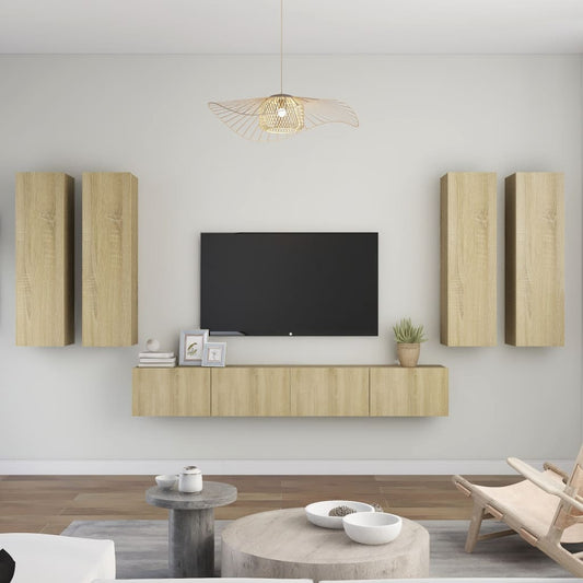 Set di Mobili Porta TV 6 pz Rovere Sonoma in Legno Multistrato