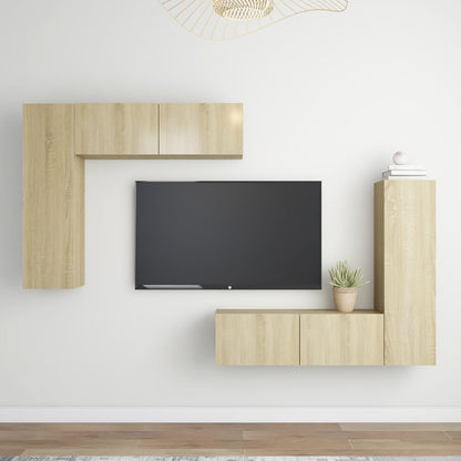 Sonoma Oak 4-piece TV Stand Furniture Set in Plywood