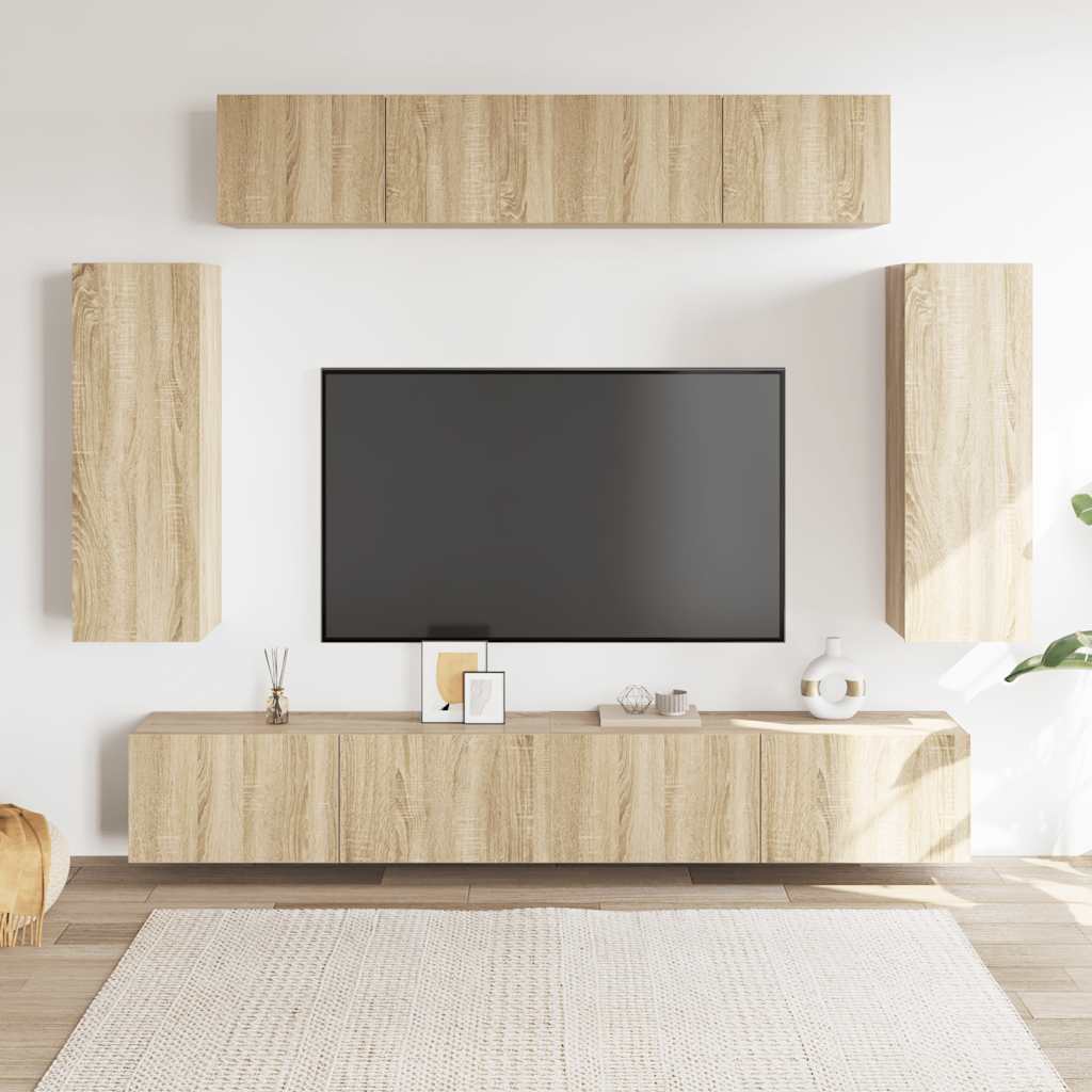 Set di Mobili Porta TV 6 pz Rovere Sonoma in Legno Multistrato - homemem39