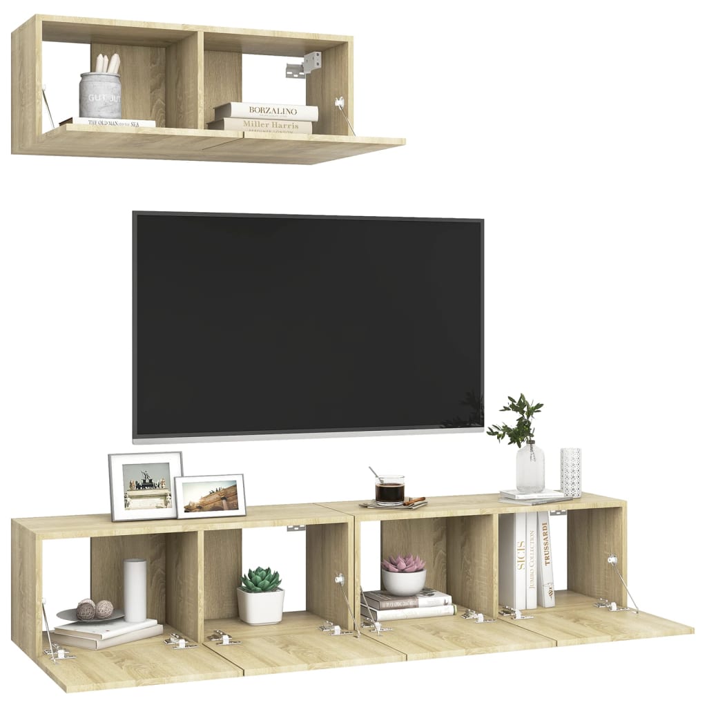 Mobili Porta TV 3 pz Rovere Sonoma in Legno Multistrato