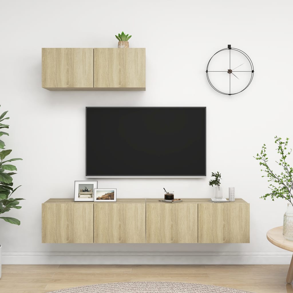 Mobili Porta TV 3 pz Rovere Sonoma in Legno Multistrato