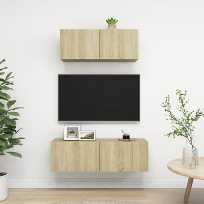 Set di Mobili Porta TV 2 pz Rovere Sonoma in Legno Multistrato