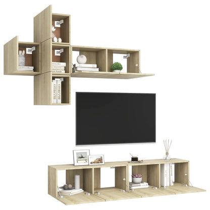 Set di Mobili Porta TV 7 pz Rovere Sonoma in Legno Multistrato