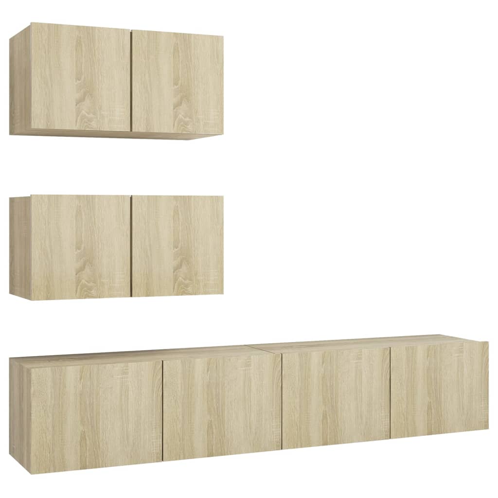 Set di Mobili Porta TV 4 pz Rovere Sonoma in Legno Multistrato - homemem39