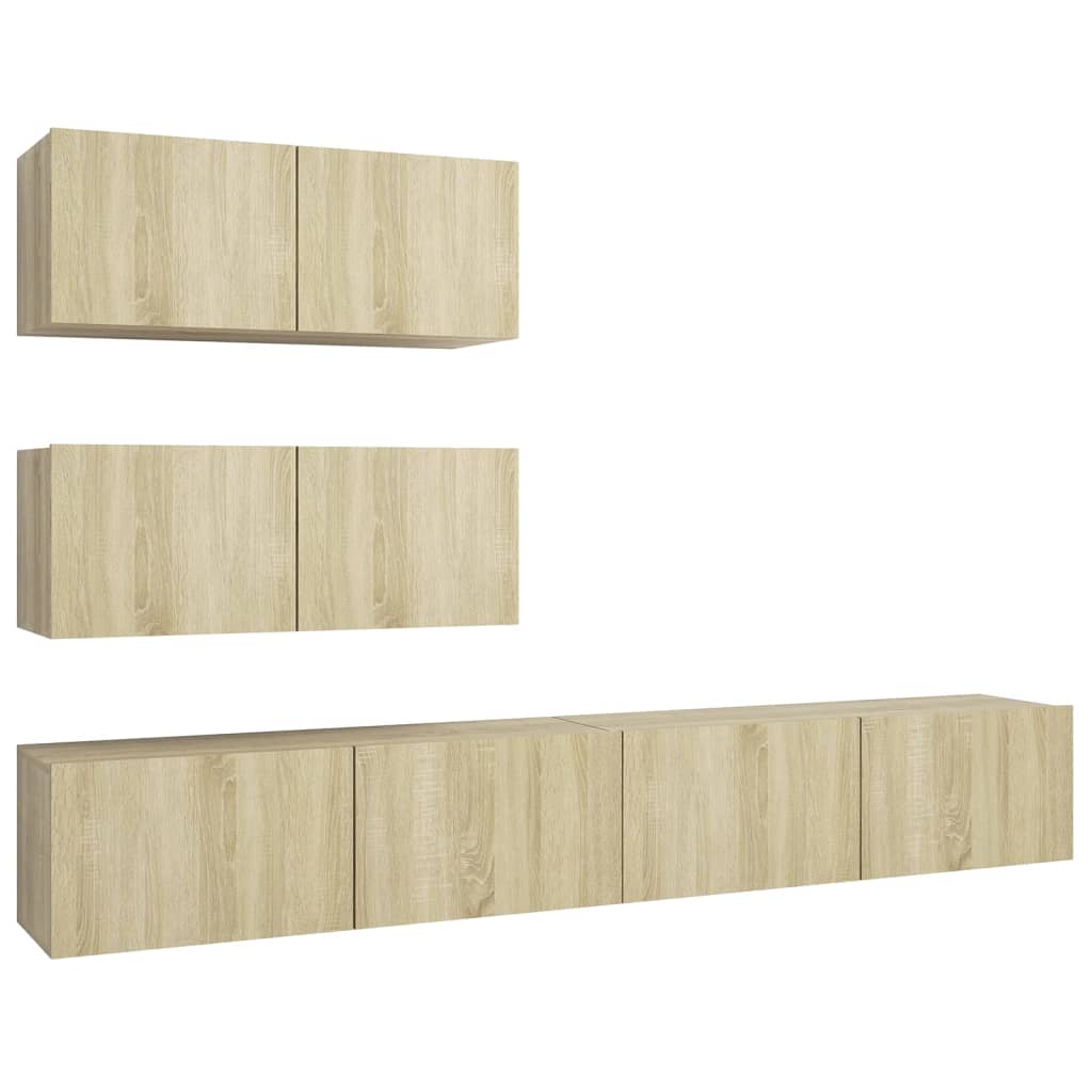 Set di Mobili Porta TV 4 pz Rovere Sonoma in Legno Multistrato - homemem39