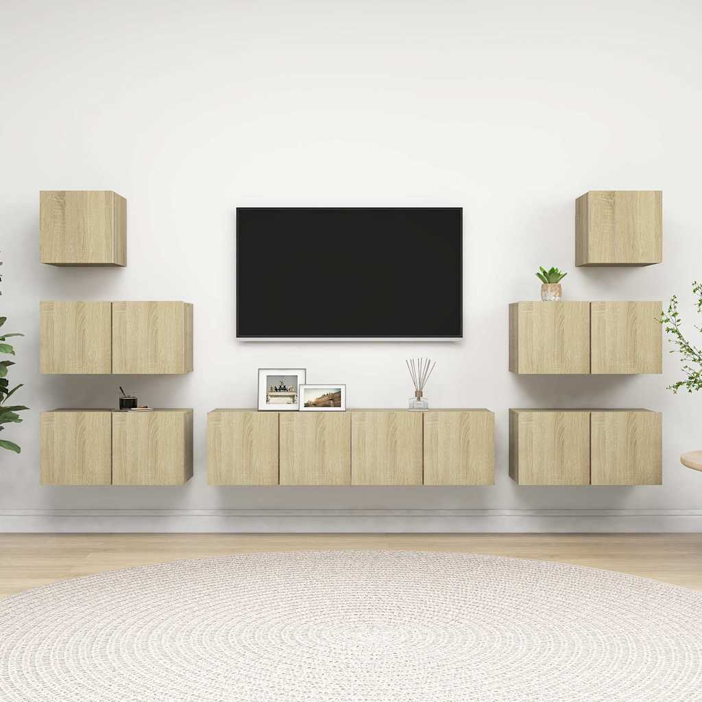 Set Mobili Porta TV 8 pz in legno multistrato