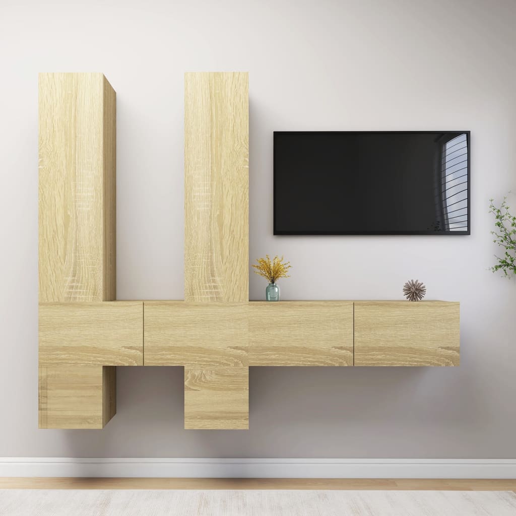 Set di Mobili Porta TV 6 pz Rovere Sonoma in Legno Multistrato