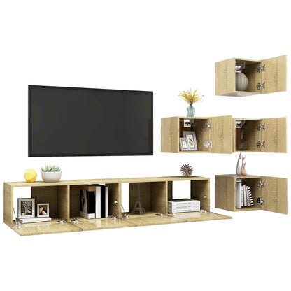 Set di Mobili Porta TV 6 pz Rovere Sonoma in Legno Multistrato