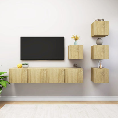 Set di Mobili Porta TV 6 pz Rovere Sonoma in Legno Multistrato