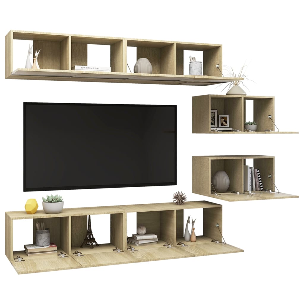 Set di Mobili Porta TV 6 pz Rovere Sonoma in Legno Multistrato - homemem39