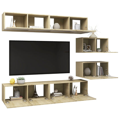 Set di Mobili Porta TV 6 pz Rovere Sonoma in Legno Multistrato - homemem39