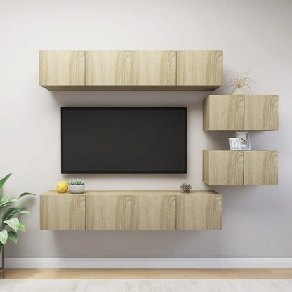 Set di Mobili Porta TV 6 pz Rovere Sonoma in Legno Multistrato