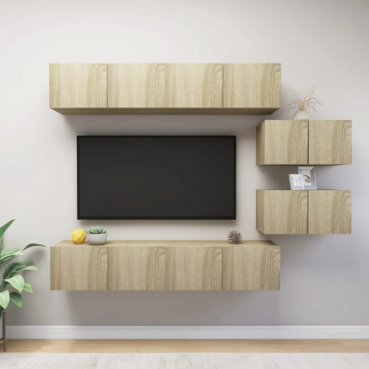 Set di Mobili Porta TV 6 pz Rovere Sonoma in Legno Multistrato