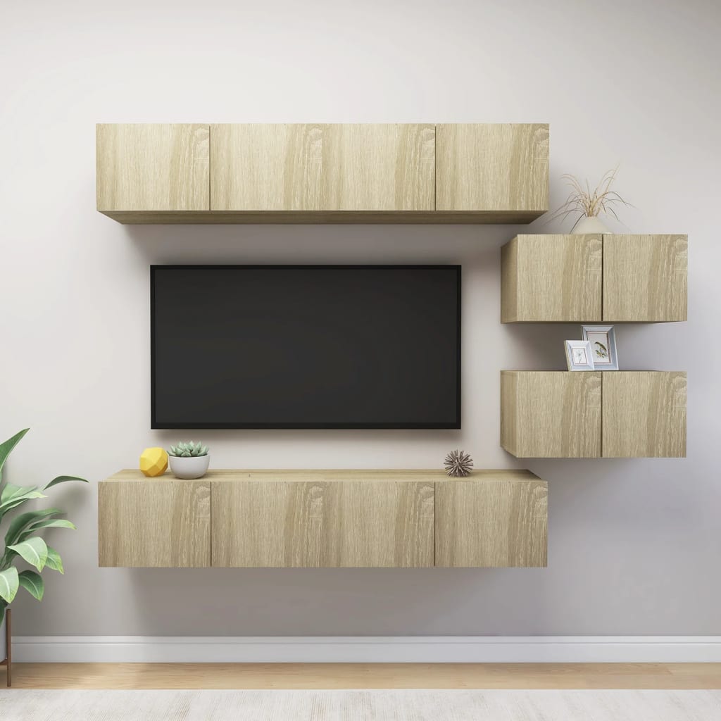 Set di Mobili Porta TV 6 pz Rovere Sonoma in Legno Multistrato - homemem39