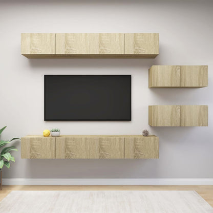 Set di Mobili Porta TV 6 pz Rovere Sonoma in Legno Multistrato - homemem39