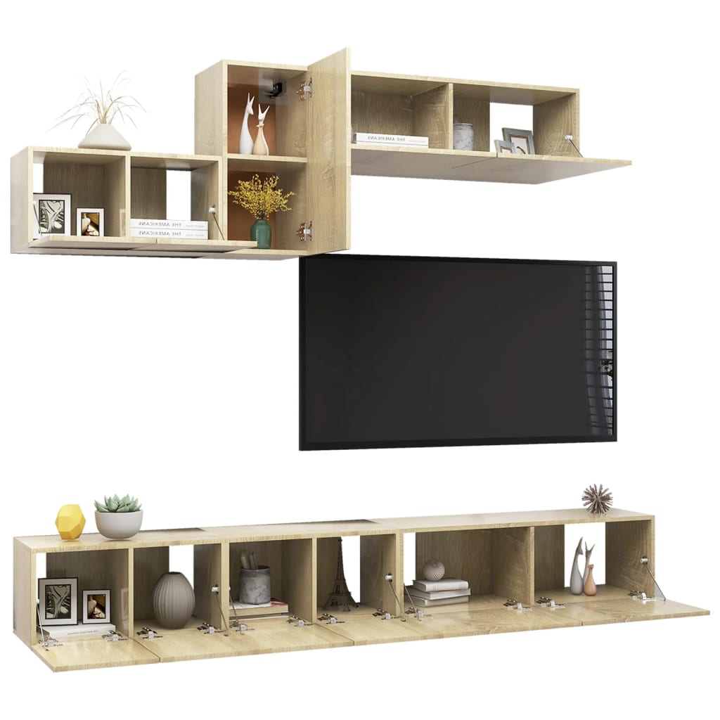 Set di Mobili Porta TV 6 pz Rovere Sonoma in Legno Multistrato