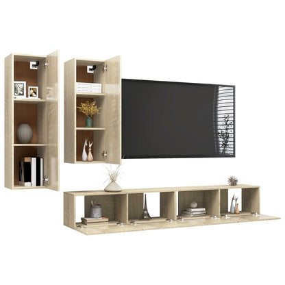 Set di Mobili TV 4 pz Rovere Sonoma in Legno Multistrato - homemem39