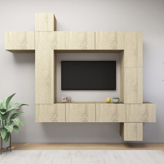 9-piece TV Furniture Set Sonoma Oak in Plywood